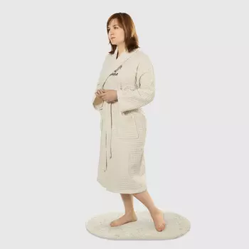 Халат женский Asil Sauna beige L вафельный с воротником