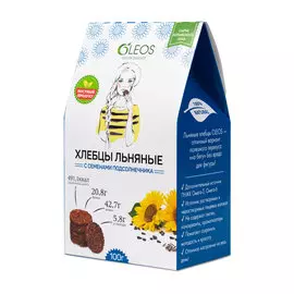 Хлебцы Олеос льняные с семенами подсолнечника, 100 г