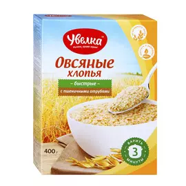 Хлопья овсяные Увелка быстрые с пшеничными отрубями 400 г