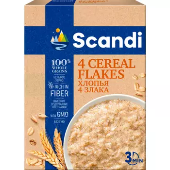 Хлопья овсяные Увелка Scandi 4 злака 400 г