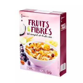 Хлопья пшеничные LEADER PRICE Fruits&amp;Fibers 500 г