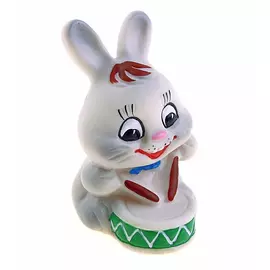 Игрушка для ванны Кудесники Зайчик с барабаном 6,5 см