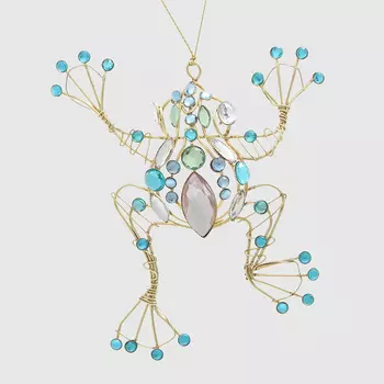 Игрушка елочная Goodwill лягушка золото-голубая 14,5 см