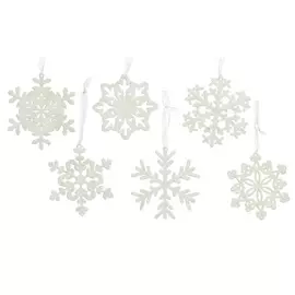 Игрушка елочная Kaemingk снежинка 10 см белый в ассортименте