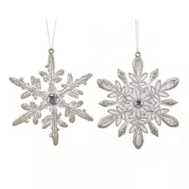 Игрушка елочная Kaemingk снежинка 12х14 см в ассортименте