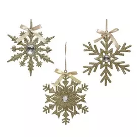 Игрушка елочная Kaemingk снежинка 15 см золото в ассортименте