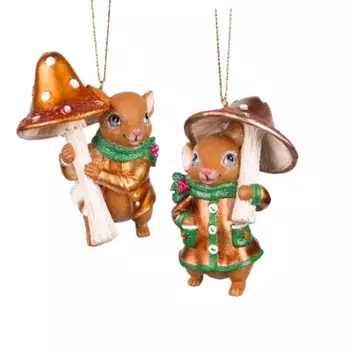 Игрушка елочная Kurt S.Adler мышь с грибочком 13 см в ассортименте