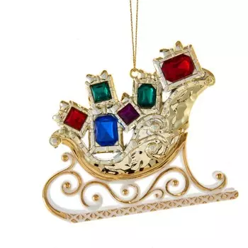 Игрушка елочная Kurt S.Adler сани с драгоценными камнями 9 см