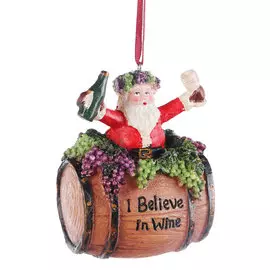 Игрушка елочная Kurt S. Adler Санта на бочке 10 см