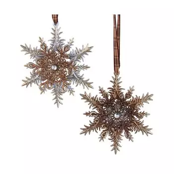 Игрушка елочная Kurt S.Adler снежинка коричневая 14 см в ассортименте