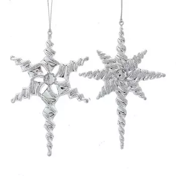 Игрушка елочная Kurt S.Adler снежинка спираль серебристая 15 см в ассортименте