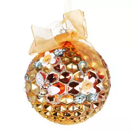 Игрушка елочная Kurt S.Adler золотой шар с пчелами 8 см в ассортименте