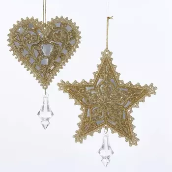 Игрушка елочная Kurt S.Adler звезда/сердце 15 см в ассортименте