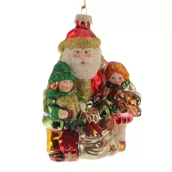 Игрушка елочная новогодняя Krebs int санта и дети 12 см