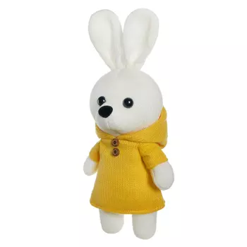 Игрушка мягкая Abtoys Knitted Зайка девочка вязаная в желтом платьице 25 см
