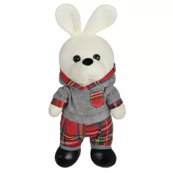 Игрушка мягкая Abtoys Knitted Зайка вязаный мальчик в сером худи 25 см