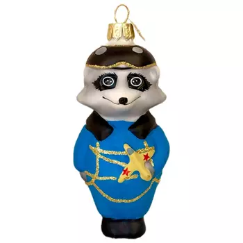 Игрушка ёлочная Коломеев енот-летчик стеклянная 11 см