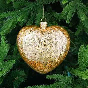 Игрушка ёлочная Yancheng Shiny золотистое сердце 15х8х15 см