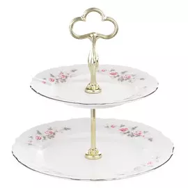 Этажерка 2-х ярусная Thun1794 декор бледные розы, отводка платина