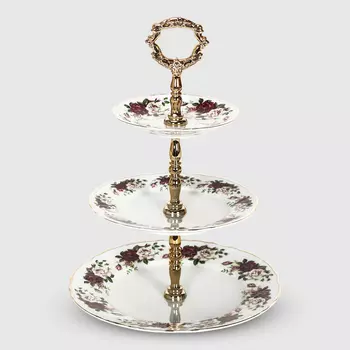 Этажерка 3-х ярусная Bernadotte Английская роза отводка золото
