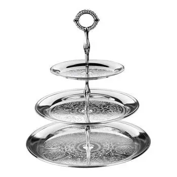 Этажерка трехъярусная Queen Anne 35 см посеребрение