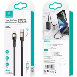 Кабель USAMS U76 USB Type-C-USB Type-C, 1.2 м SJ537USB01 чёрный