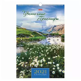 Календарь перекидной на гребне Hatber "Цветочные просторы" на 2021 год