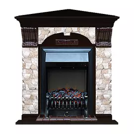 Каминокомплект арочно-угловой Glenrich портал Арбат с Венге и очагом Fobos BL 106,5х81х98 см