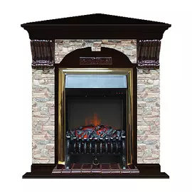 Каминокомплект арочно-угловой Glenrich портал Грот цветной с Венге и очагом Fobos BR 106,5х81х98 см