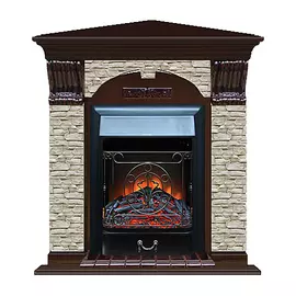 Каминокомплект арочно-угловой Glenrich портал Грот одноцветный с Дубом 46 и очагом Majestic BL 106,5х81х98 см