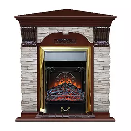 Каминокомплект арочно-угловой Glenrich портал Мисхор с красным деревом и очагом Majestic BR 106,5х81х98 см