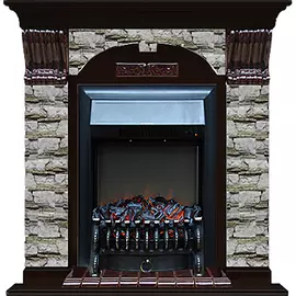 Каминокомплект арочный Glenrich портал Алтай с Венге и очагом Fobos BL 106,5х36,5х98 см