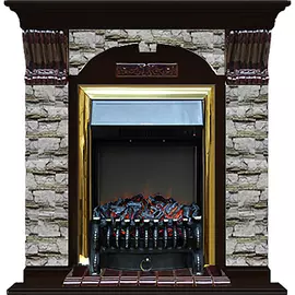 Каминокомплект арочный Glenrich портал Алтай с Венге и очагом Fobos BR 106,5х36,5х98 см