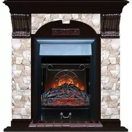 Каминокомплект арочный Glenrich портал Арбат с Венге и очагом Majestic BL 106,5х36,5х98 см