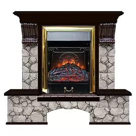 Каминокомплект Glenrich Бостон портал Карелия с Венге и очагом Magestic BR 122х40х108,5 см