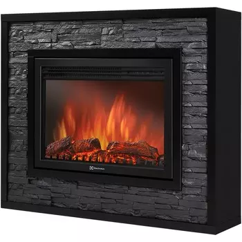 Каминокомплект: Очаг Electrolux EFP/P-3020LS, портал Loft 30 камень черный, черная эмаль