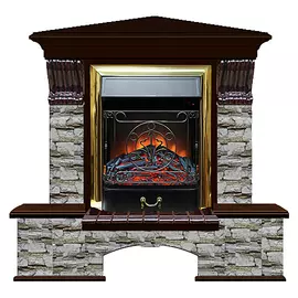 Каминокомплект угловой Glenrich Бостон портал Алтай с дубом 46 и очагом Magestic BR 122х83х109 см