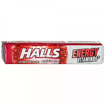 Карамель леденцовая Halls со вкусом колы с кофеином, 25 г