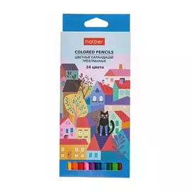 Карандаши Hatber Городок трехгранные 24 цвета
