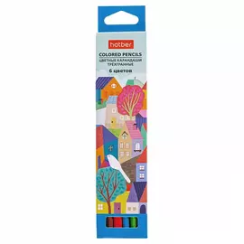Карандаши Hatber Городок трехгранные 6 цветов