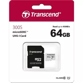 Карта памяти Transcend MicroSD 64GB UHS-I U1 (TS64GUSD300S-A)