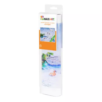 Картина стразами на холсте Maxi Art Лебеди на пруду 20х30 см