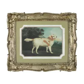 Картина Glasar в прямоугольной раме белая собака, смотрящая вправо, 27x2x32 см