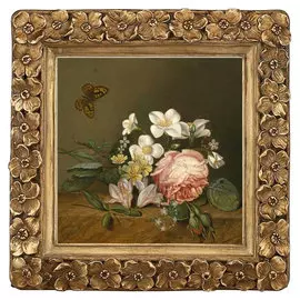 Картина Glasar в квадратной раме с цветами, Цветы, масло, 14x2x14 см