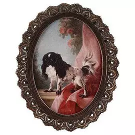 Картина Glasar в овальной раме Собака, масло, 16x2x21 см