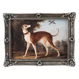 Картина в прямоугольной раме Glasar рыжая собака, смотрящая в небо на пролетающую мимо птицу, масло, 16x2x21 см