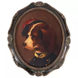 Картина в овальной раме Glasar портрет собаки, масло, 25x3x30 см