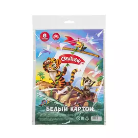 Картон белый Creativiki немелованный А4 6 л