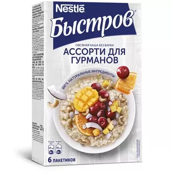 Каша овсяная Быстров Ассорти для гурманов, 6х38 г