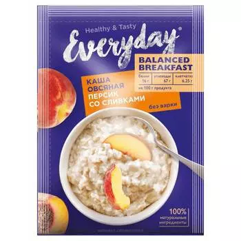 Каша овсяная Everyday персик-сливки, 40 г